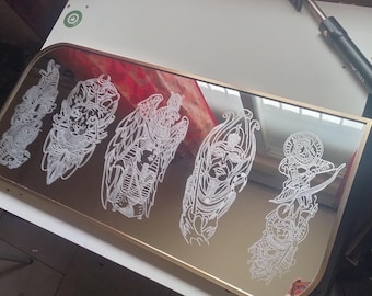 Hand etched Egyptian mirror