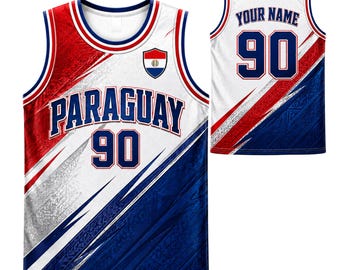 Camiseta sin mangas de baloncesto de Paraguay personalizada, camiseta deportiva con nombre y número personalizados.