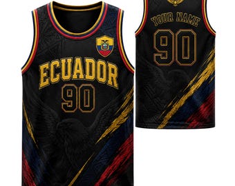 Anpassad Ecuador baskettröja, personligt namnnummer ärmlös linne