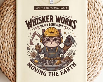 Chemise pour équipement lourd Whisker Works | T-shirt pour conducteur de pelle hydraulique, cadeau ouvrier du bâtiment, chemise chat pour machinerie lourde, cadeau pour papa opérateur