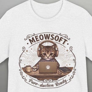 MeowSoft Cat Tee | Coding Cat T-Shirt, Software Engineer Gift, Nerdy Tech Gift, Cat Lover Shirt