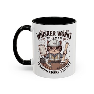 Tasse pour contremaître de chez Whisker Works | Tasse à café chat contremaître, cadeau drôle de superviseur de construction, tasse pour diriger chaque projet, tasse à café pour entrepreneur image 2