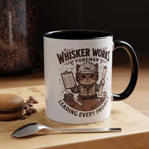 Tasse pour contremaître de chez Whisker Works | Tasse à café chat contremaître, cadeau drôle de superviseur de construction, tasse pour diriger chaque projet, tasse à café pour entrepreneur image 4