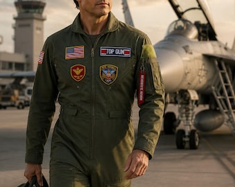 Men's Olive Green Aviator Flight Suit | Military Pilot Jumpsuit (Twill Cotton)