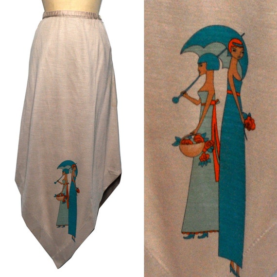 Vintage Asymmetrical Art Deco Revival Women Skirt