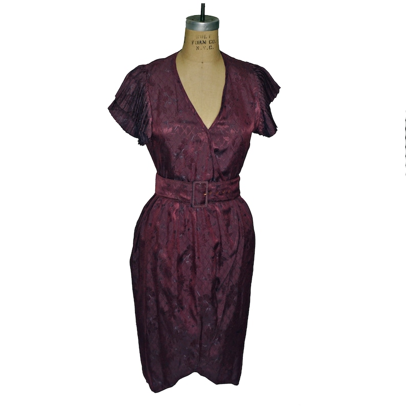 Vintage Purple Gil Aimbez Flutter Sleeve Belted Dress Neiman Marcus