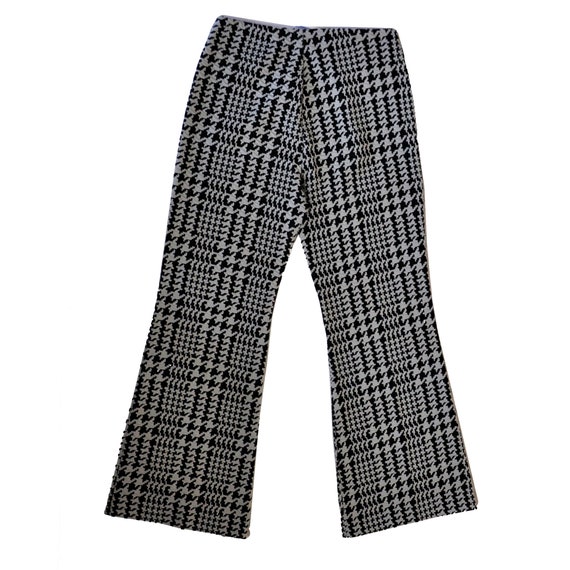 Vintage 1970s Black White Gingham Double Knit Poly