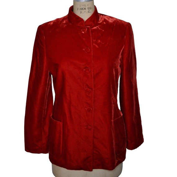 Vintage 90s Italian Orange Red Crushed Velvet Genn