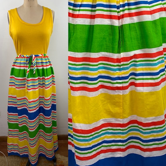 Vintage 1970s Yellow Striped Bright Tank Color Bol