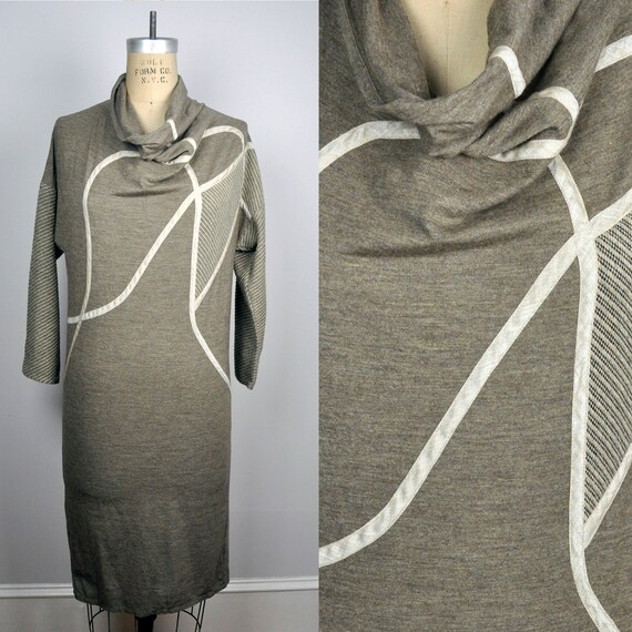 Vintage 1980s Koos Van Den Akker Cowl Neck Camel G