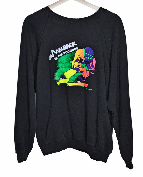 Vintage 80s Poconos Camelback Neon Skiing Sweatshi
