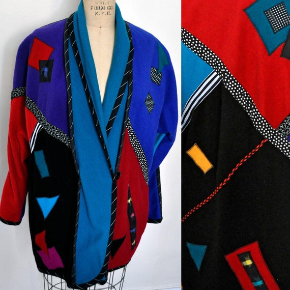 Vintage 80s Geometric Abstract Expressionist Overs