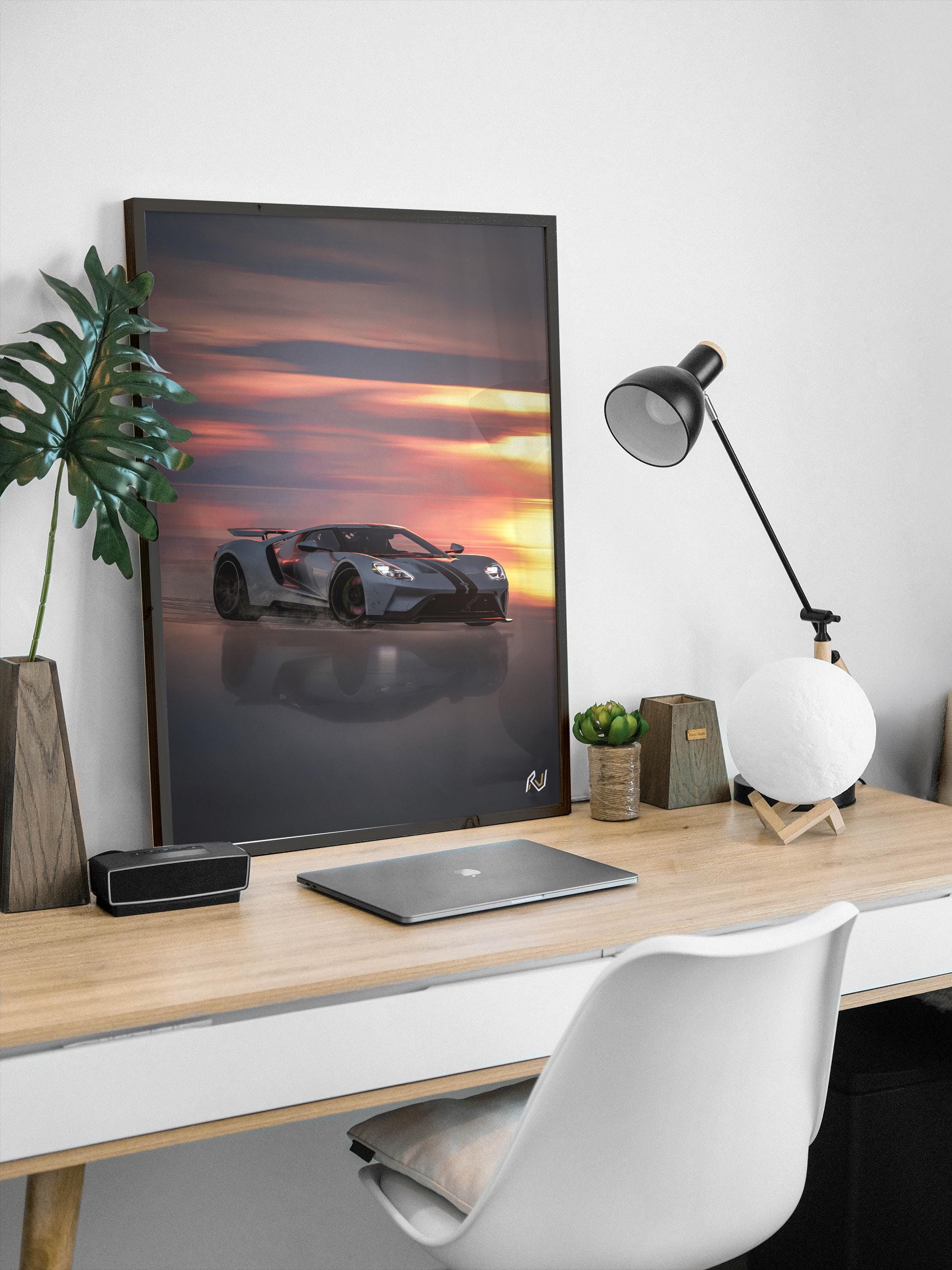 Ford GT Sunset Poster | Supercar Wall Art | Ford GT Print | Le Mans Car ...