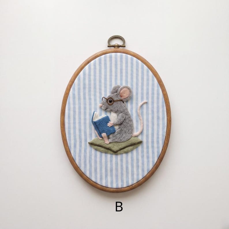Needle Felt Mouse Reading A Book Handmade Wool Wall Art Cute Mouse needle-felt-mouse-reading-a-book-handmade-wool-wall-art-cute-mouse