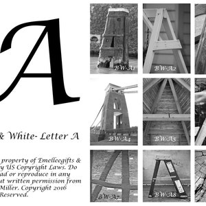 Alfabeto Letra {A} Arte Fotografia ~ Impressão Digital 4x6 ~ 9 Fotos de Letras Incluídas