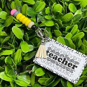 Pencil Lanyard ~ Teacher Lanyard ~ Teacher Pencil Lanyard ~ Beaded Pencil Lanyard ~ Teacher Gift ~ Teacher Badge Lanyard
