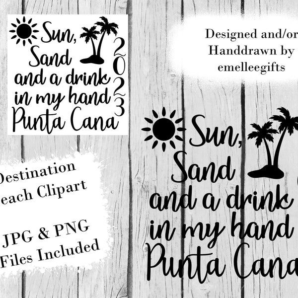 Punta Cana Beach Clipart ~ JPG and PNG Included ~ Beach Destination Clipart ~ Instant Download ~ Beach Clipart ~ Vacation Clipart