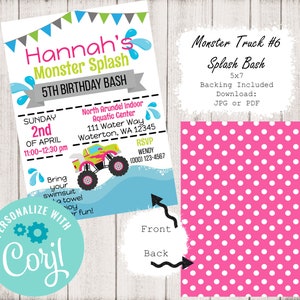 Monster Truck 5x7 Invitation ~ Monster Truck #6 Birthday ~ Birthday Party ~ Monster Truck Invitation ~ Corjl Edit & Download ~ JPG and PNG