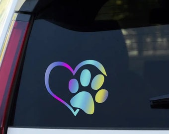 Dog Paw Heartbeat Sticker Decal, Vinyl Waterproof Sticker