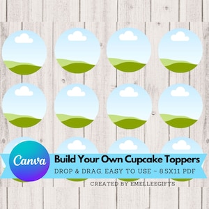 Plantilla para adornos para cupcakes ~ Plantilla Canva ~ Cree sus propios adornos para cupcakes ~ Plantilla o maqueta para pequeñas empresas ~ Descarga digital