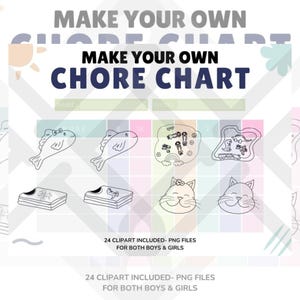 家事クリップアート ~ 自分だけの家事表を作る ~ DIY 家事表 ~ 家事表グラフィック ~ PNG ファイル付き ~ すぐにダウンロード