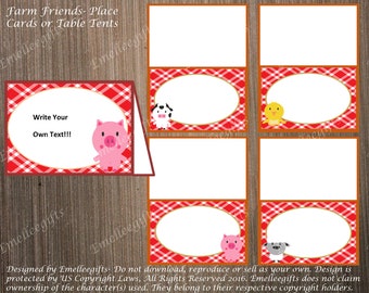 Farm Friends Place Cards or Table Tents ~INSTANT DOWNLOAD~