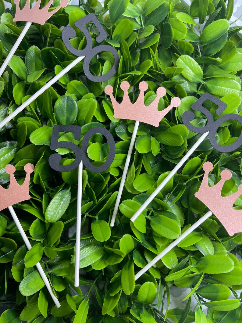 Princess Crown Cupcake Toppers Rose Gold Crown Cupcake Etsy