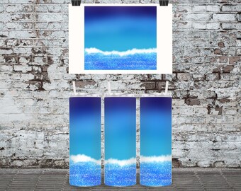 Glitter Beach Tumbler Wrap ~ Beach Wrap ~ 20oz Skinny Straight ~ JPEG & PNG Versions Included ~ Beach Tumbler Wrap ~ Glitter Beach Wrap