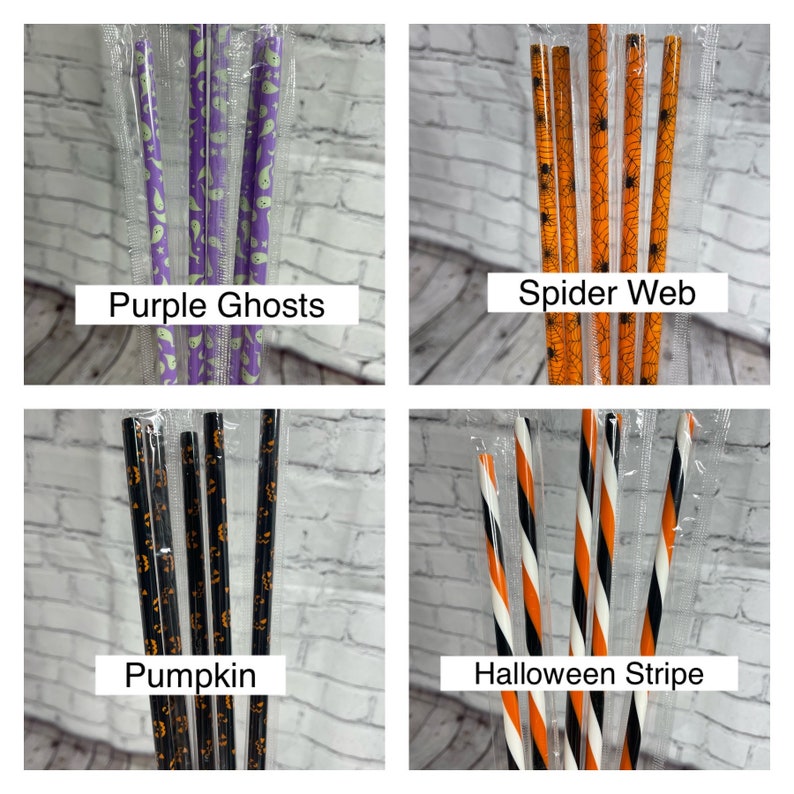 Plastic Straws Halloween Straws Christmas Straws Tumbler Straws Checkered Straw Plastic Straws with Designs Tumbler Accessories Bild 1