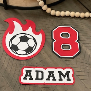 Soccer Ball Flame Cake Topper ~ Soccer Cake Topper ~ Soccer Ball Centerpiece ~ Soccer Birthday Party ~ Personalized Soccer Cake Topper