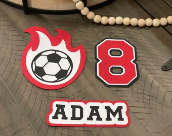 Soccer Ball Flame Cake Topper ~ Soccer Cake Topper ~ Soccer Ball Centerpiece ~ Soccer Birthday Party ~ Personalized Soccer Cake Topper