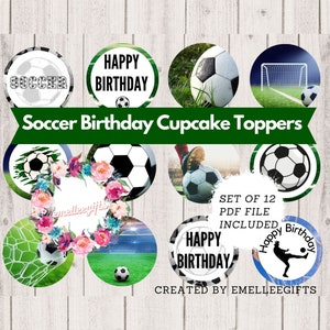 Soccer Cupcake Toppers ~ Instant Download ~ Soccer Birthday Cupcake Toppers ~ DIY Cupcake Toppers ~ Digital Download