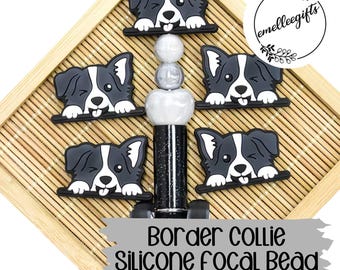 Border Collie Silicone Focal Bead ~ Silicone Dog Bead