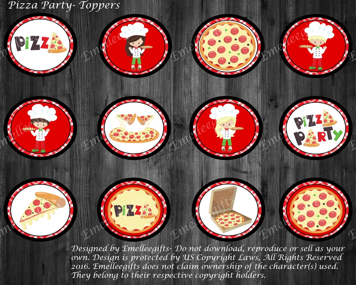 Pizza Party Cupcake Toppers INSTANT DOWNLOAD Etsy India