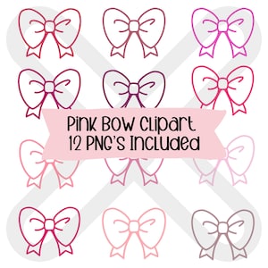 Clipart noeud rose ~ anniversaire noeud papillon ~ ensemble de cliparts noeud rose ~ ensemble de cliparts noeud filles ~ 12 fichiers PNG inclus ~ téléchargement immédiat
