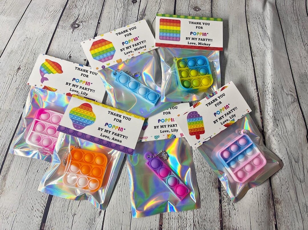 Fidget Favor Bags Pop It Favor Bag Tags Fidget Birthday Favor Bag Pop