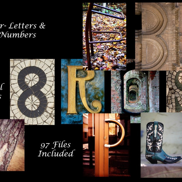 Alphabet Letter Art Photography~ 4x6 "Color" Digital Prints ~ 97 Letter & Number Photos Included