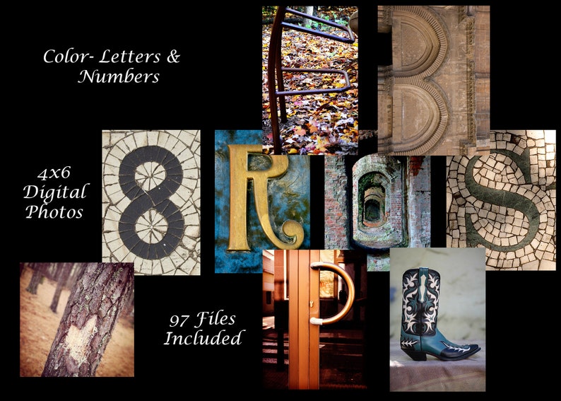 Alphabet Letter Art Photography 4x6 Color Digital Prints 97 Letter & Number Photos Included image 1