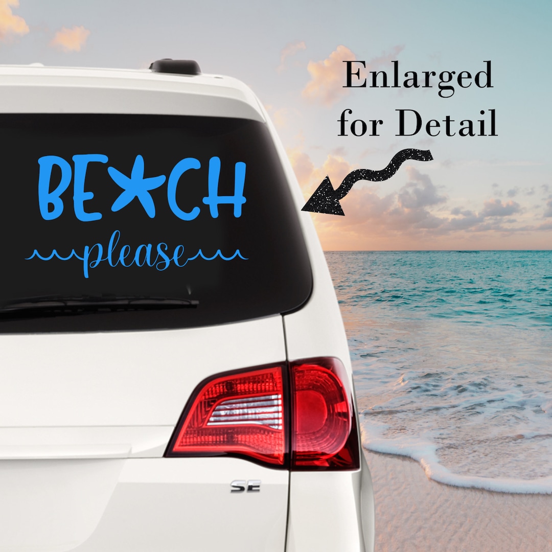 Beach Please Decal Beach Waves Car Decal Beach Window Decal Etsy