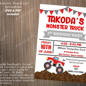 Monster Truck Invite ~ Monster Truck Birthday Invitation ~ Monster Truck Party ~ Monster Truck Birthday Party ~ Monster Truck Party Invite