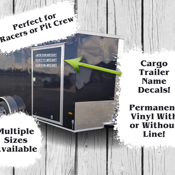 Cargo Trailer Decal ~ Pit Crew Name Decal ~ Dirt Oval Trailer Decal ~ Race Decal ~ Race Life Trailer Decal ~ Personalized Racer Decal