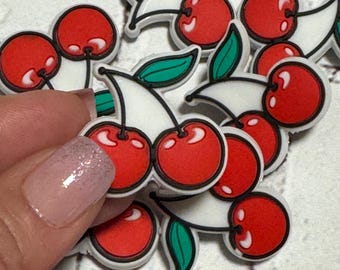 Silicone Cherries Bead ~ 1 inch Beads for Pens ~ Pen Beads ~ Wristlet Bead ~ Cherry Bead Keychain ~ Silicone Bead ~ Cherry Focal Bead ~
