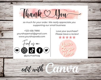 Dankeschön Visitenkarte ~ Social Media Karte ~ Small Business Dankeschön Karte ~ Small Business Coupon Karte ~ Edit with Canva