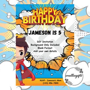 Cosmic Superhero Background ~ DIY Invitation ~ Superhero Birthday Invitation ~ Cosmic Birthday Party ~ INSTANT DOWNLOAD~ 3 jpgs Included