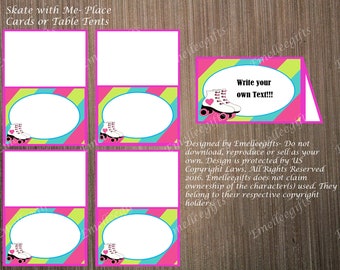 Skate with Me Place Cards or Table Tents ~INSTANT DOWNLOAD~