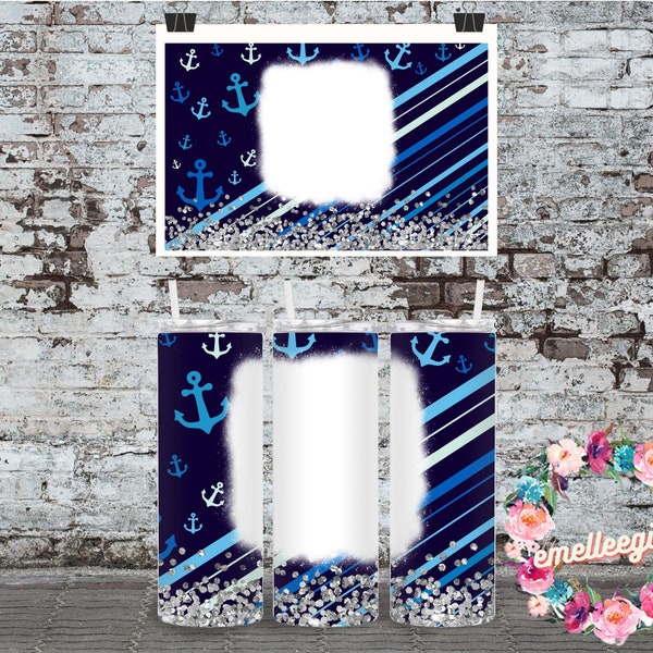 Anchor Tumbler Wrap ~ 15oz Straight ~ JPEG & PNG Versions Included ~ Blue Anchor Tumbler Wrap ~ Personalized Anchor Tumbler Wrap for Kids