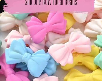 Bow Focal Bead ~ Hard Silicone Bow Bead ~ Focal Pen Bead ~ Pacifier Beads ~ Silicone Wristlet Focal Beads
