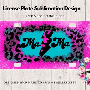 Mama Lightning Bolt License Plate Design ~ Sublimation Digital Print ~ License Plate Digital Download ~ Mama Grunge License Plate