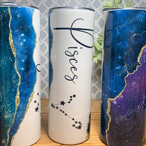 Zodiac Tumbler ~ Zodiac Sign Tumbler ~ Stainless Steel Tumbler ~ Marble Glitter Tumbler ~ Constellation Tumbler ~ Zodiac Sign Cup