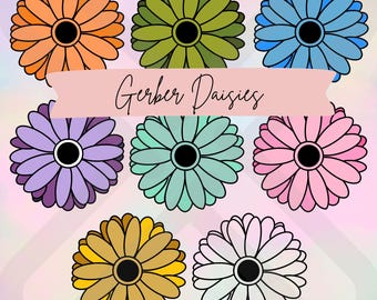 Daisy Clipart ~ Colorful Daisies ~ DIY ~ Flower Graphics ~ PNG Files Included ~ Instant Download